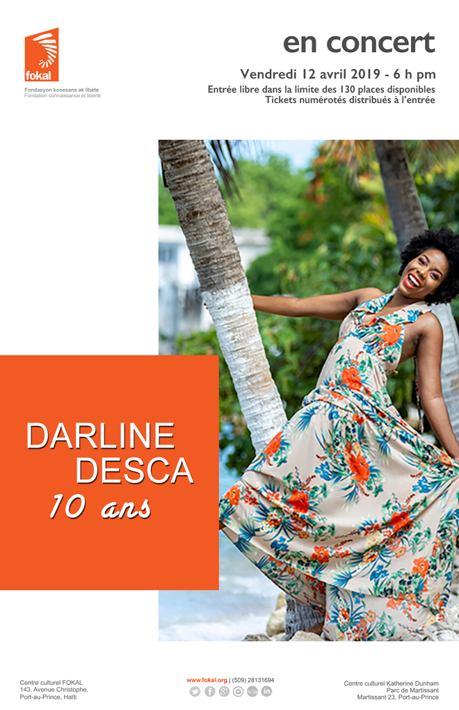 affiche concert Darline Desca 12 avril 19 